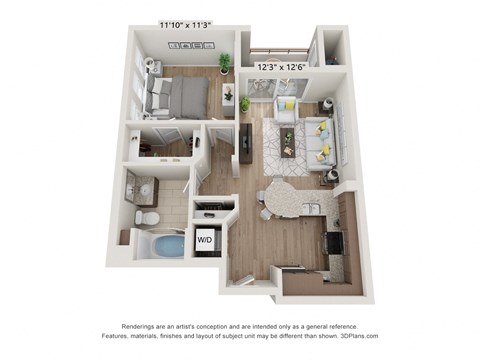 Main Street Village Irvine, CA Tahoe Floor Plan 640 SF